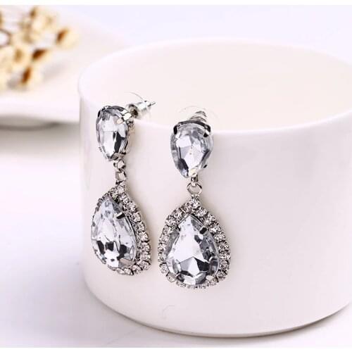 YFJEWE Cubic Zirconia Drop Earrings with Tiny CZ Luxury Bridal Wedding Earrings for Women Rhodium Plated Wholesale E043