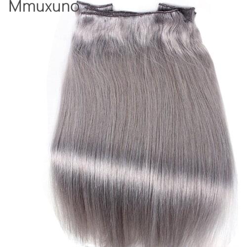 Grey Human hair seamless clip hair 24 clips color Gray