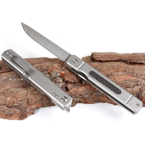 Outdoor folding knife Free shipping Advanced carbon fiber handle , sharp D2 steel blade, portable outdoor self-defense tool