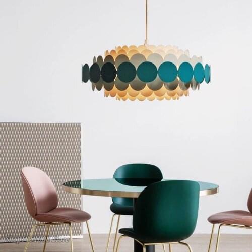 Modern Led Pendant Lights Dining Room Bedroom Pendant lamp Nordic Creative Metal Hanging lamps Home Decor Round light fixtures
