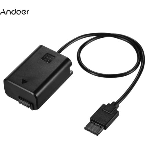 Andoer NP-FW50 Dummy Battery Power Adapter Cable Compatible for DJI Ronin S Gimbal Stabilizer A6300/A6400/A6500 Camera