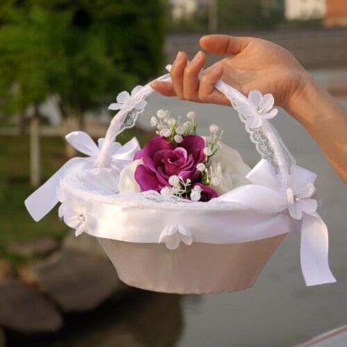 Western-style Wedding Flower Baskets White Flowers, Flower Girl, Flower Baskets, Wedding Supplies Wholesale Party Decorations