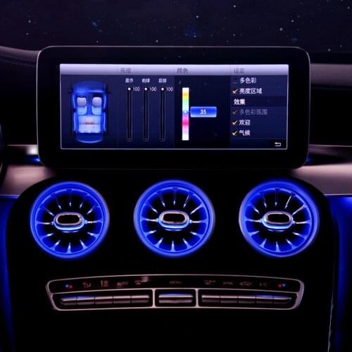 3 64 Colors Air Condition Ambient Light For Mercedes Benz W205 C GLC Class Car Interior Dashboard Console Vent Outlet Inlet Lamp