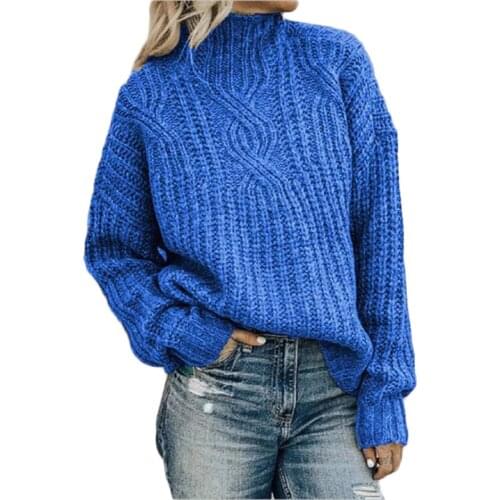 Sweater women royal blue S-5XL plus size loose turtleneck 2020 autumn winter new fashion pullover knitted sweater feminina JD914