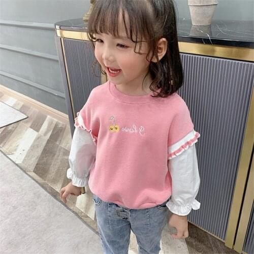Girls' Sweatshirts Babys Kids Coat 2021 Splicing Spring Autumn Top Toddler Pullover Beach Overcoat Outdoor Cotton Childrens Cl