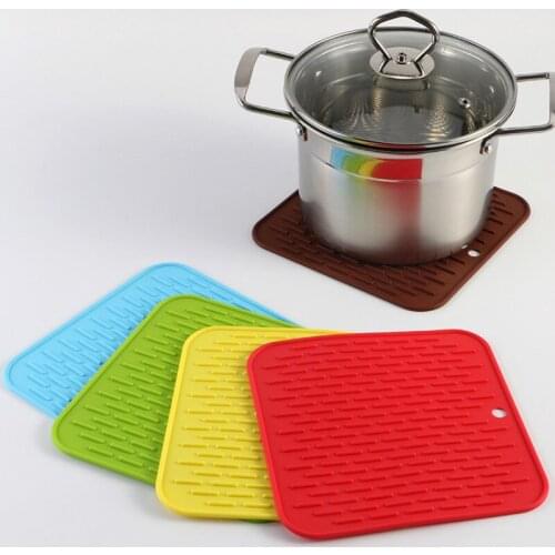 Candy Color Insulation Heat Silicone Pot Bowl Tableware Pad Drink Coasters Square Cup Mat Mug