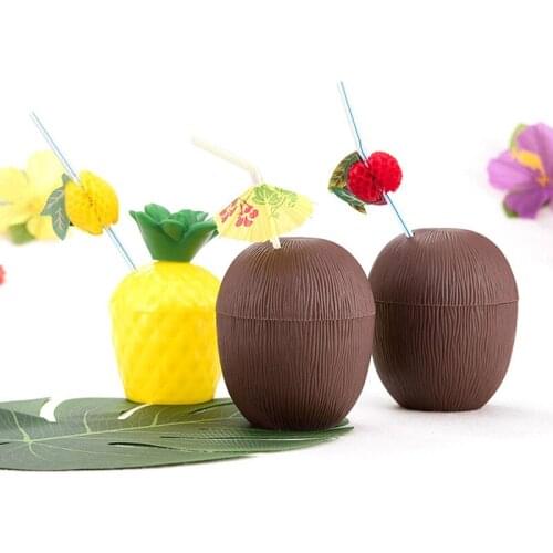 Hawaii Party Decoration Pineapple Coconut Drinking Cup Wedding Birthday Summer Hawaiian Tropical Party Decorations