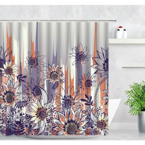 3D Printing Shower Curtains Creative Abstract Art Flower Plant Waterproof Bathroom Decor Bathtub Screens Hooks Bath Curtain Sets