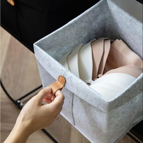 Felt Storage Baskets Bathroom Organizer Home Decor Closet Clothes Underwear Socks Organizer Sundries Storage Basket 23*26CM