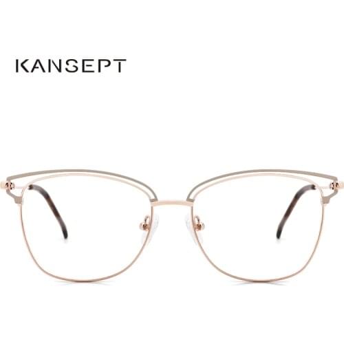 KANSEPT Metal Glasses Frame Women Light Square Myopia Prescription Eyeglasses Frames Full Optical Rim Women Eyewear MG3395