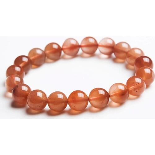 10mm Precious Natural Red Rabbit Hair Fur Rutilated Quartz Ladies Bracelet Charm Stretch Clear Round Crystal Beads Bracelet
