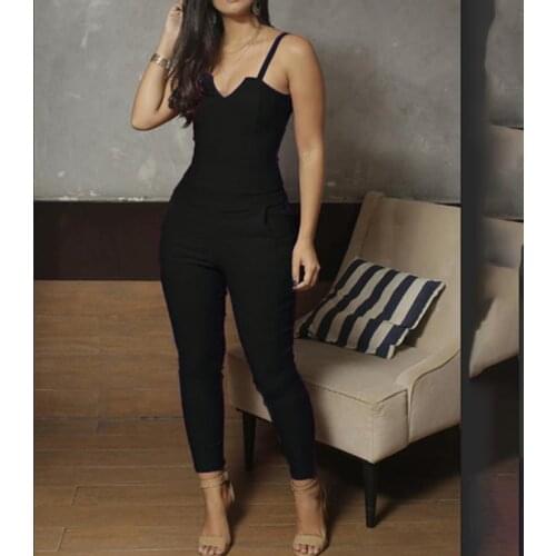 Women Summer Jumpsuit Fashion Ladies High Waist Bodysuit Sexy Sling Jumpsuit Elastic Long Trousers Jumpsuit Romper