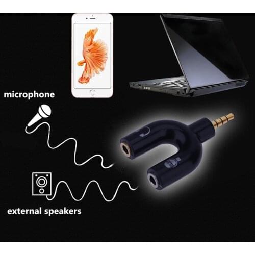 3.5mm U-shape Earphone Adapter Double Jack Adapter Plug Stereo Headphone Splitter for PC/MP3 Smartphone Player Audio Cables