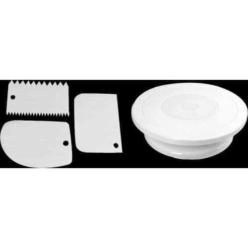 4PCS Plastic Cake Turntable Rotating Cake Plastic Spatula Dough Knife Decorating Cream Cakes Stand Cake Rotary Table wholesale