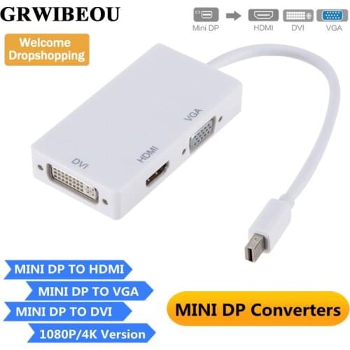 3 in 1 Mini DP DisplayPort to HDMI-compatible VGA DVI Adapter Mini DP Cable Converter for MacBook Pro Air Mini DisplayPort