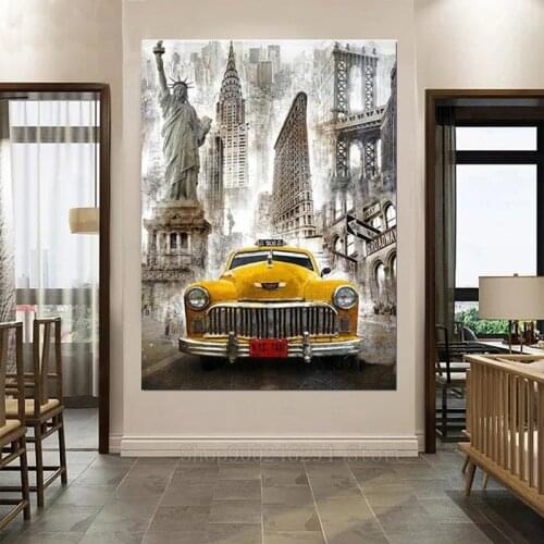 Diy 5d Diamond Painting New York City Car Cross Stitch Full Round square Diamond Embroidery Home art decoration picture FF1260