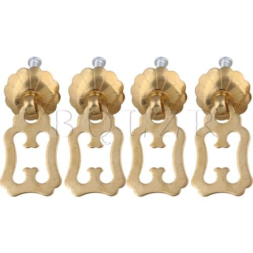 BQLZR 4pcs Retro Cabinet Door Jewelry Box Pull Handle w/ Screws Brass Color