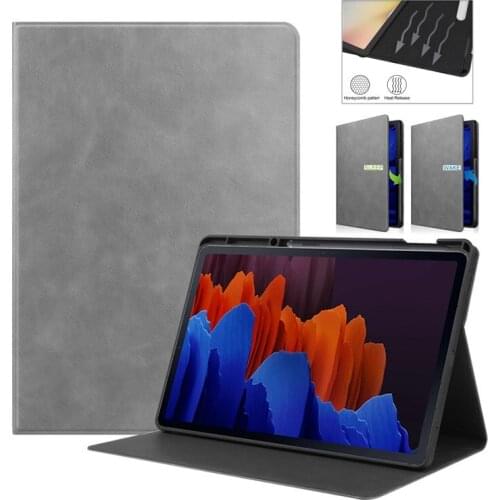 Prncil Slot Case for Samsung Galaxy Tab S7 Plus Case SM-T970/T975/T976 12.4 Magnetic Leather Stand tab s7plus s7+ s7p case Cover