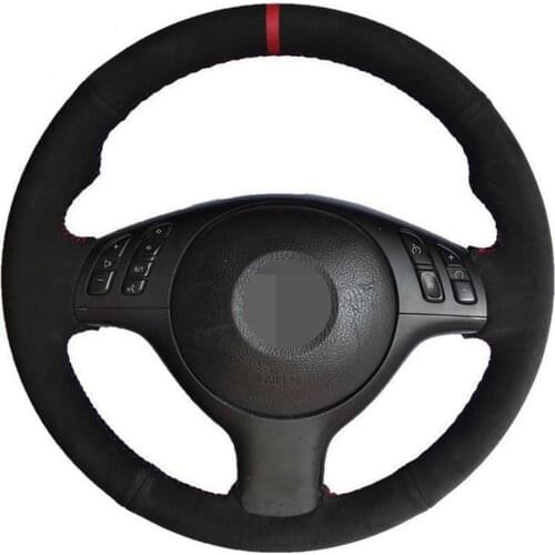 Car Steering Wheel Cover Black Genuine Leather Suede For BMW E46 E39 330i 540i 525i 530i 330Ci M3 2001 2002 2003