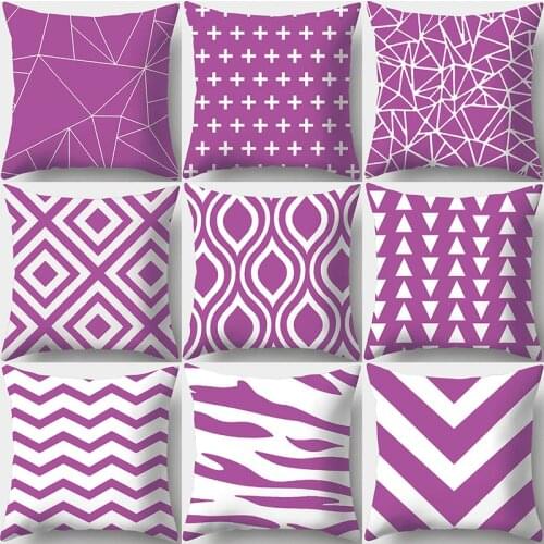 Purple Geometric Pattern Decorative Cushions Pillowcase Polyester Cushion Cover Throw Pillow Sofa Decoration Pillowcover 40938