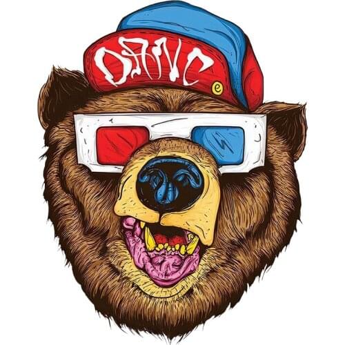 Fuzhen Boutique Decals Exterior Accessories Coolest Bear with Glasses Vinyl Car Stickers Bumper Window Motorcycle Decal