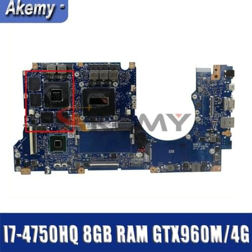 G501JW 8GB RAM GTX960M/4G I7-4750HQ CPU Motherboard For Asus ROG N501JW UX501J G501J UX50JW FX60J Laptop Mainboard Tested OK