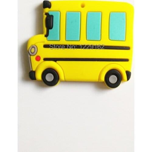 Hot sale!! Cartoon School Bus fridge magnets whiteboard sticker Vehicle Silicon Gel Refrigerator Magnets Educational Kids gift