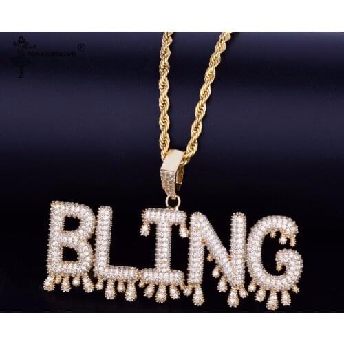Custom Initials Bubble Letters Chain Necklaces & Pendants For Men Women Gold Color Cubic Zircon Hip Hop Jewelry Colgante Hombre