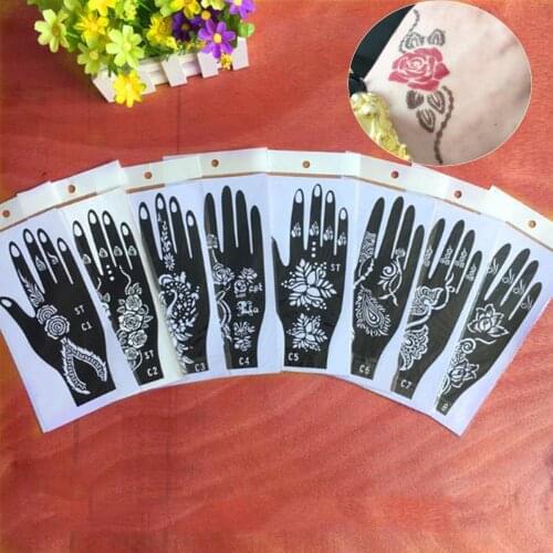 India Henna Temporary Tattoo Stencils Kit for Hand Arm Leg Feet Body Art Decal