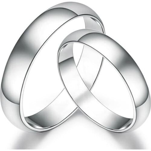 1PCS Ring 925 Sterling Silver Couple Ring Simple Style Jewelry Smooth Lovers Wedding Set 925 Silver Rings for Women Men Jewelry