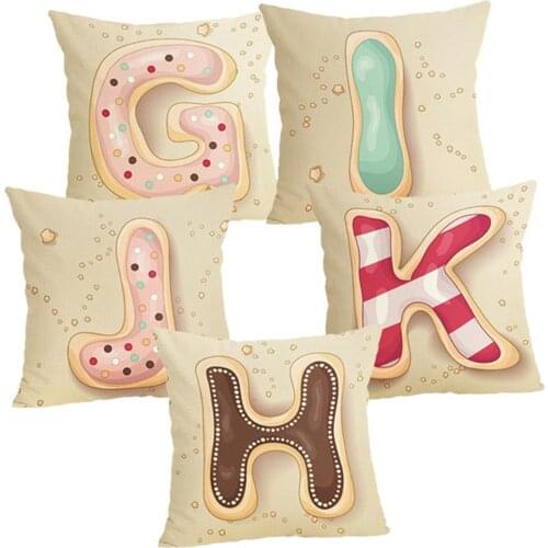 45x45cm Square Pillowcase Flower Sofa Decorative Throw Pillow Letter Single-sided Print Linen Sofa Cushion Pillowcase Supplies