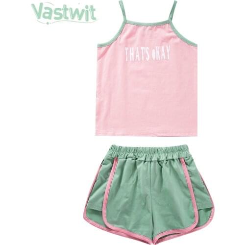 Summer Baby Clothing Set Sleeveless Girls Clothes Letter Print Camisole and Shorts 2 Pcs Kids Suit Streetwear 1 2 3 4 5 6Years
