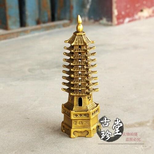 Copper tower Copper metal crafts home desktop decor decoration ornaments(A833)