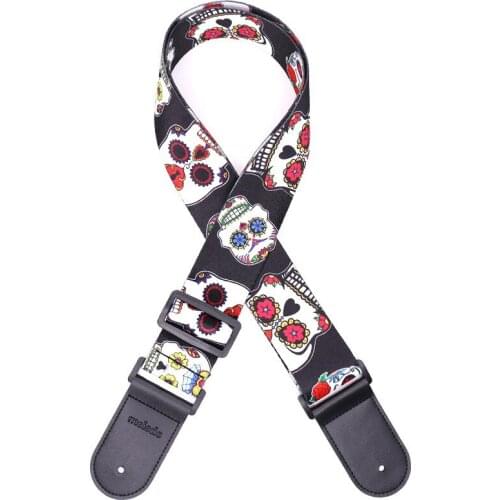 Melede Skull Guitar Strap,Adjustable Guitar Shoulder Strap for Bass, Electric & Acoustic Guitars - 2Inch Wide