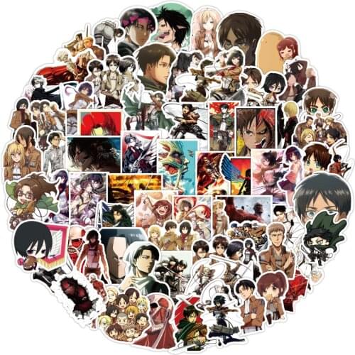 100pcs/Pack Japan Anime Sticker Anime Attack On Titan Stickers aesthetic Laptop Bicycle Guitar Skateboard Waterproof stikers