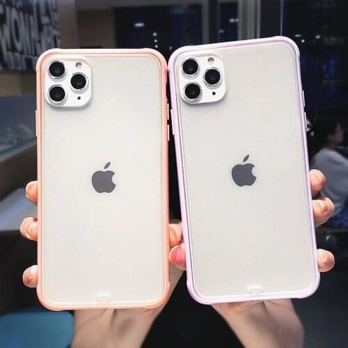 Fashion Shockproof Matte Transparent Phone Case For Iphone 12 11 Pro MAX Mini X XR XS SE 2020 7 8 Plus Candy Color Back Cover