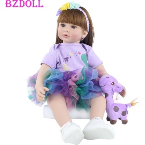 BZDOLL 60cm Soft Cloth Body Silicone Reborn Toddler Doll Princess Girl 24inch Like an Real Baby Play House Toy