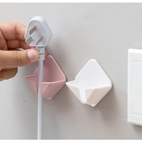 2pcs Self adhesive wall storage hook Saving Racks plastic kitchen Power Plug Socket Hanger Holder cable protector Home Organizer