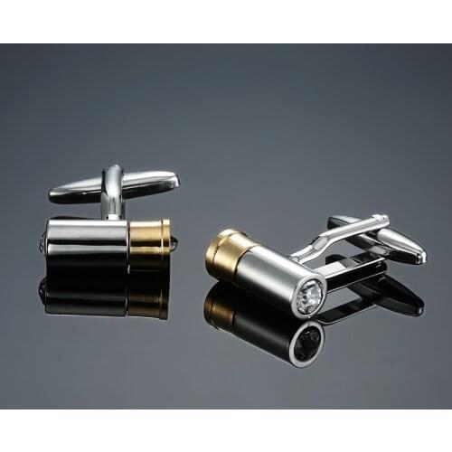 Novelty Metal Jewellery Bullet Cufflinks Wholesale&retail Copper Novelty Golod-color Bullet Design Best Gift For Men