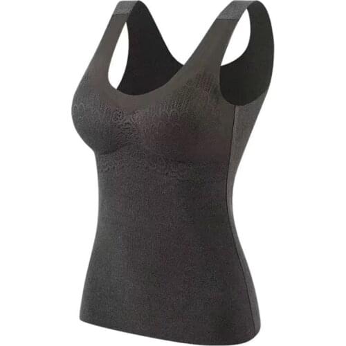 Autumn Thermal Underwear Women Tank Crop Top Female Sexy Lingerie Gathered Plus Size Seamless Padded Vest Warm Breathable Cami