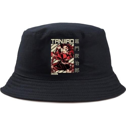 Cartoon Panama Bucket Hat Men Women Summer Japanese Anime Demon Slayer Bucket Cap bob Hat Hip Hop Fishing Fisherman Hat