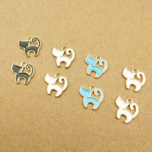 10pcs 10x12mm enamel cat charm for jewelry making fashion earring pendant necklace and bracelet charms
