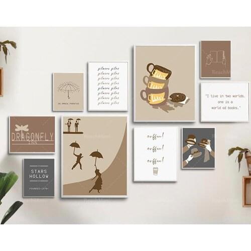 Gilmore Girl Set, Omnia Paratus Poster, Retro Style, Luke Restaurant Print, Umbrella Wall Art Deco Poster