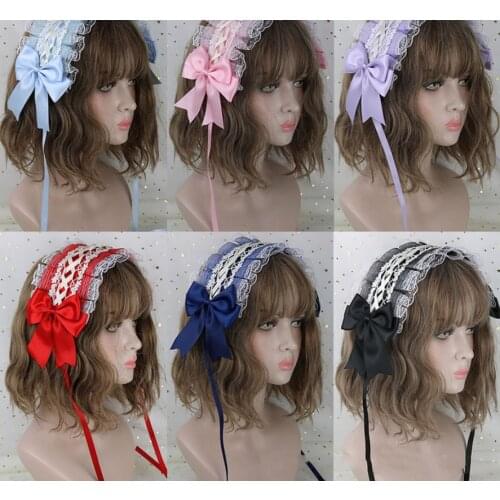 Lolita headband Japanese soft sister lace hairpin lolita sweet daily hair band cute bowknot kc headdress cosplay Lolita loli