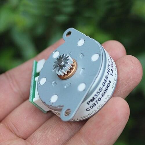 Precision NMB Micro Mini 35mm Stepper Motor Electric 2-Phase 4-Wire Step 7.5 Degree Round Flat with Gear 0.5 Modulus DIY Model
