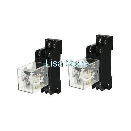 Direct factory price 2 Pcs/lots DPDT 8Pins Electromagnetic Power Relay DC 12V Coil w 35mm DIN Rail Socket