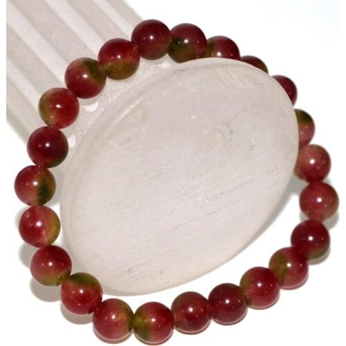 Factory outlet 8mm multicolor stone jades chalcedony beads charms strand bracelet for women exquisite gift jewelry 7.5inch B2956