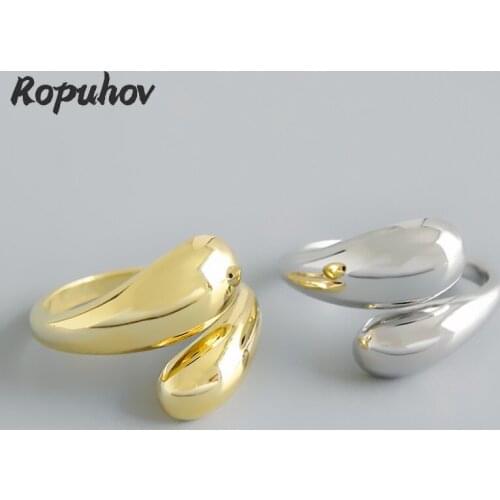 Ropuhov 2021 New Simple Small Fresh Double-layer Smooth Water Drop Korean Minimalist Creative Oval Opening Ring Wholesale