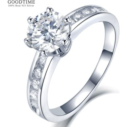 Luxury Women Moissanite Ring Pure 100% 925 Sterling Silver Rhinestone Ring Jewelry Accessories Gift For Bride Wedding Party