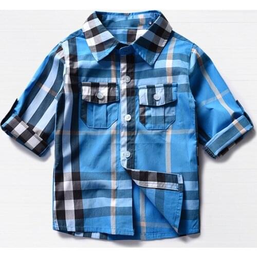 Boys Clothes 2-10 Y Summer Short Sleeve Plaid Shirts Kids Cotton Fashion Western Style Turn-down Collar Single Breasted Shirts